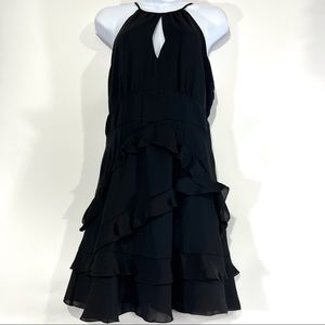 Parker Black Ruffle V-Neck Sleeveless Mini Dress NWT